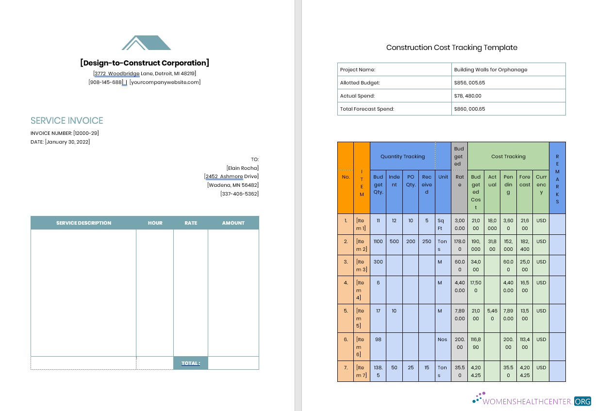 Download Contractor Job Invoice Template Photoshop template